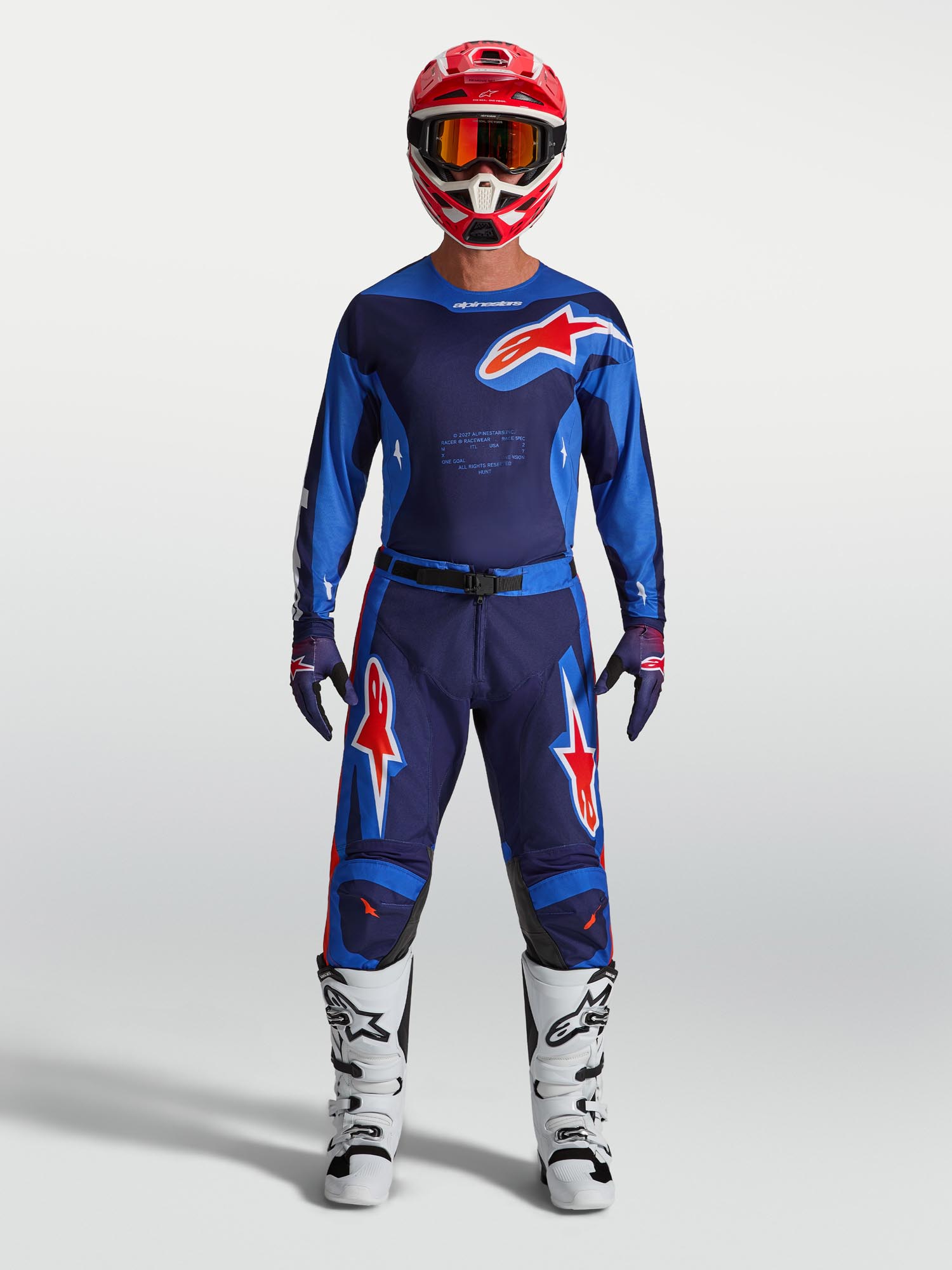 Alpinestars Racer Hunt Motocross hlače plavo/crveno 32 Slika 5