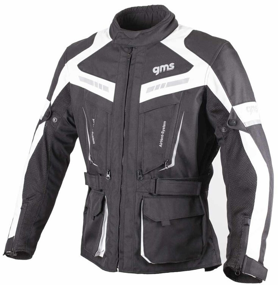 GMS Track Light Motorcycle Textile Jacket black/white S Figure 1