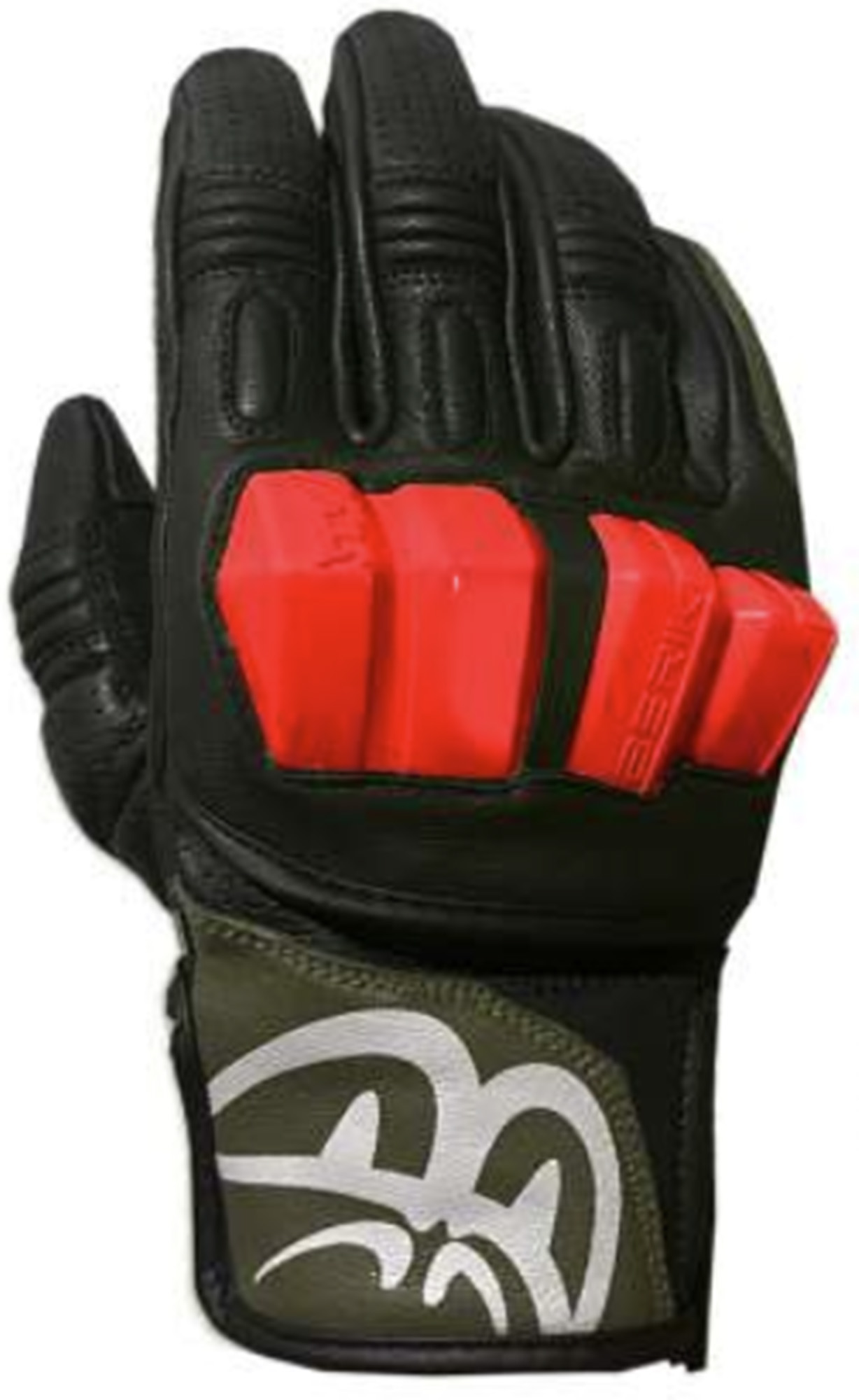 Berik Pesbe Motorhandschoenen zwart/neon-rood/wit S Figuur 1