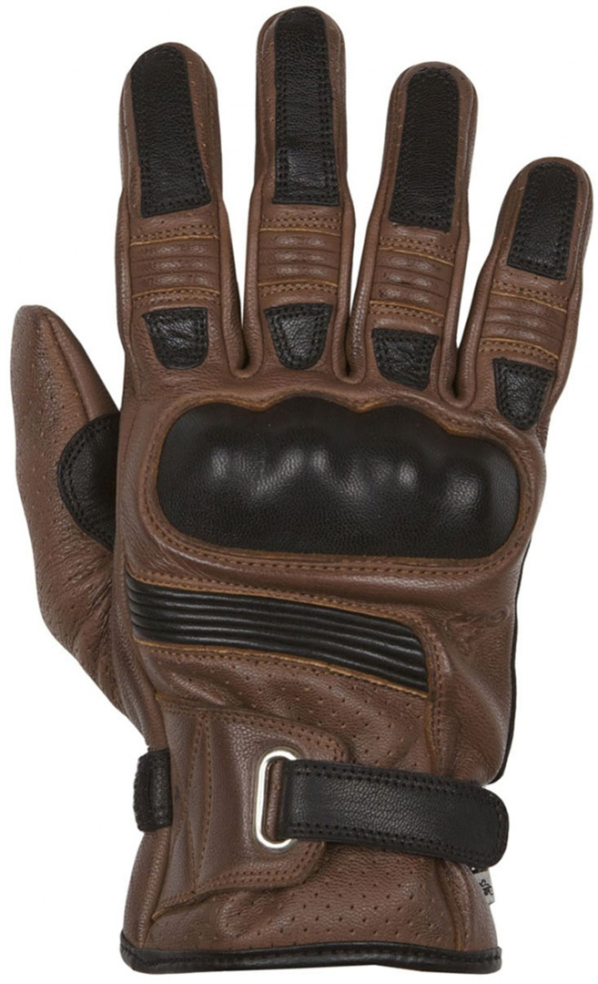 Helstons Strada perforerede motorcykel handsker lysebrun/sort 10 Figur 1