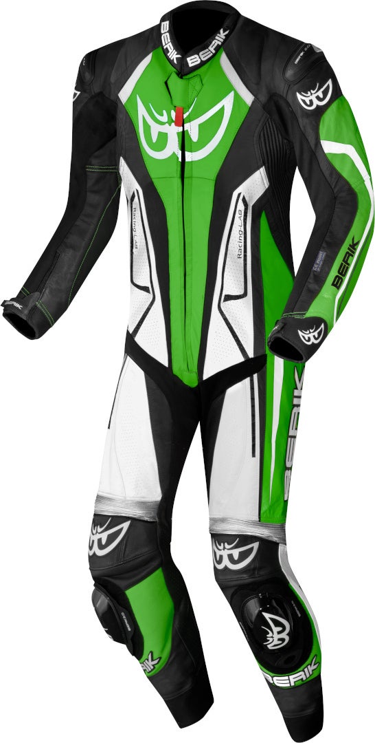 Berik Losail-R perforated One Piece Kangaroo Motorcycle Leather Suit black/white/green 60 Figure 1