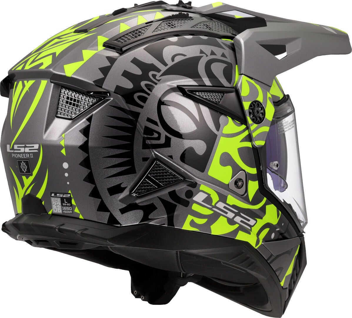 LS2 MX702 Pioneer II Rangi Motocross Helmet grey/neon yellow M (57/58) Figure 5