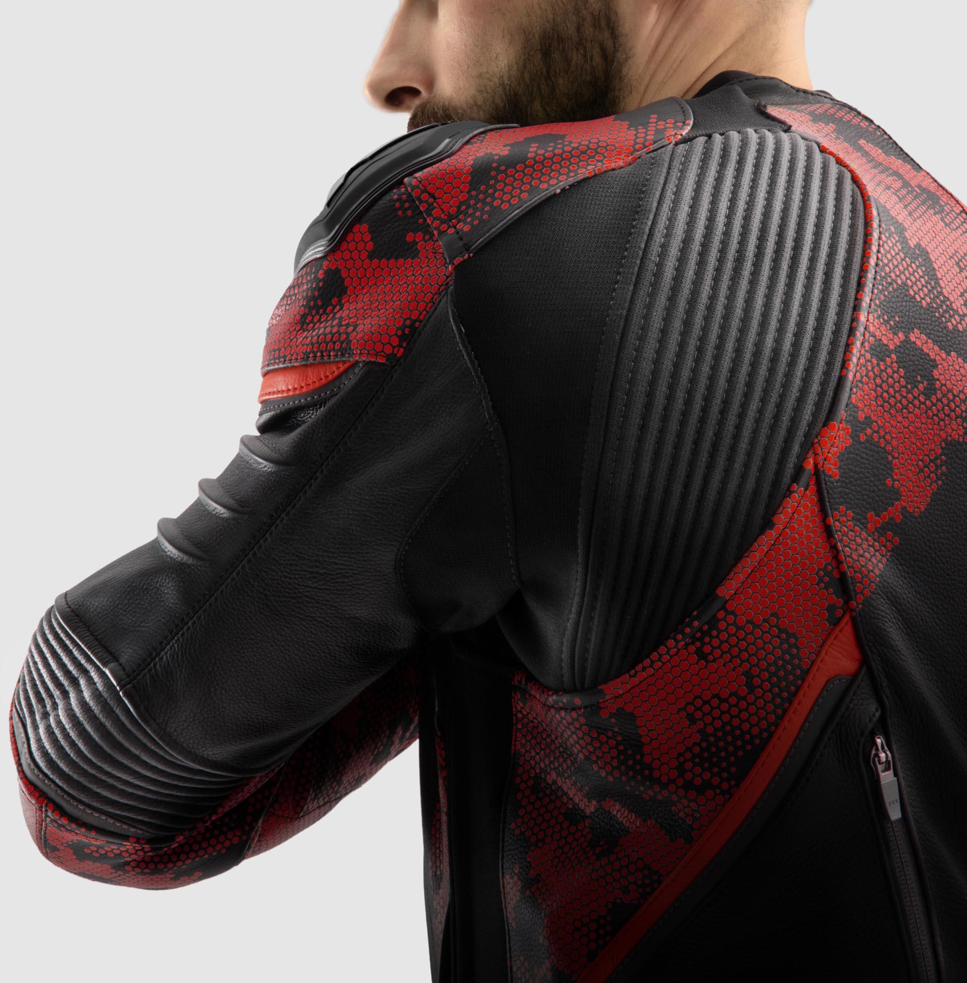 Rebelhorn Veloce Camo Motorcycle Leather Jacket black/red 62 Figure 10