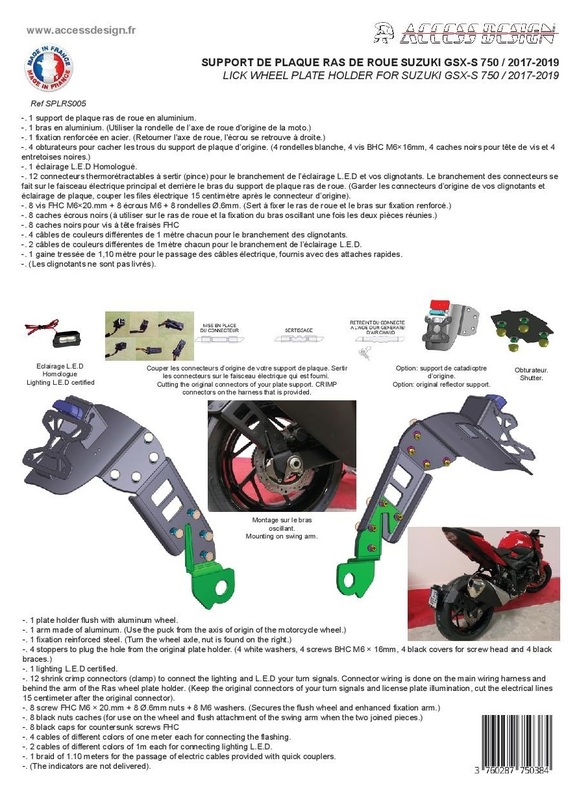 Design de acces Suport pentru numărul de înmatriculare "Wheel Mounted" Suzuki GSX-S 750 negru Deținătorul plăcuței de înmatriculare Figura 6