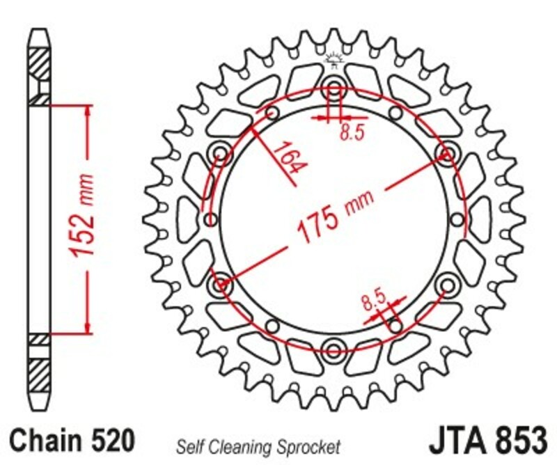 PROCHETE JT Pinion spate ultra-ușor auto-curățant din aluminiu 853 - 520 Figura 2