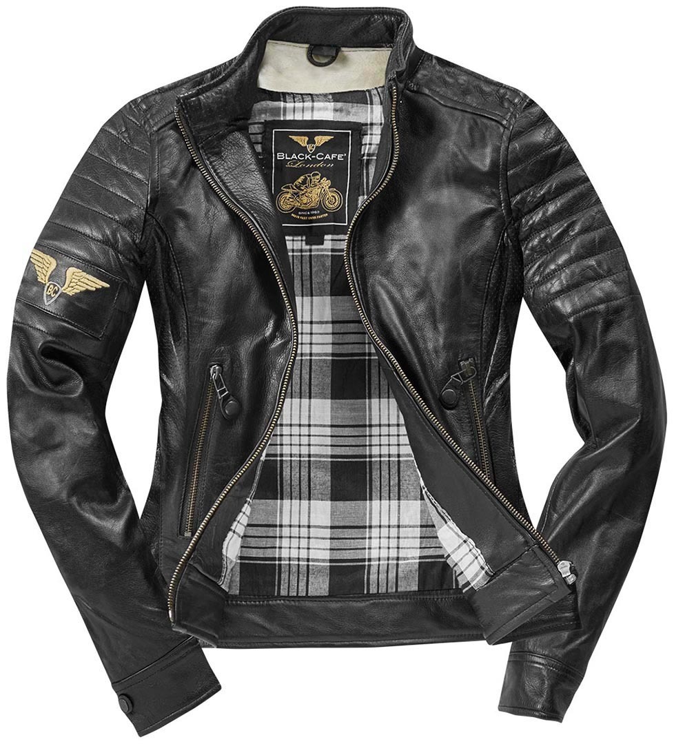 Black-Cafe London Ilam Jachetă de piele pentru motociclete pentru doamne negru S Figura 2