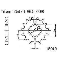 ESJOT Kettenritzel, 17 Zähne Figura 1