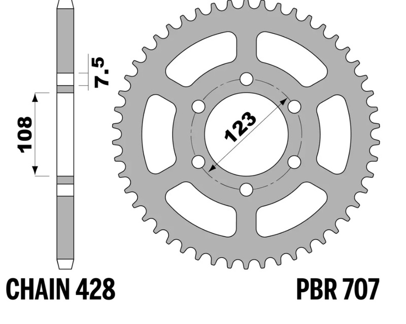 PBR Bakre kugghjulsstålstandard - 428 Figur 2