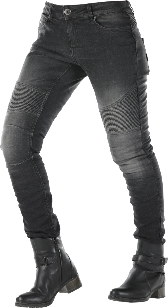 Overlap Imola Damer motorcykel jeans Svart tvätt 26 Figur 1
