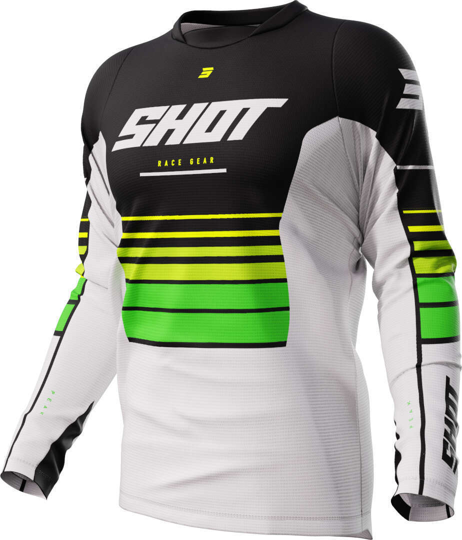 Shot Devo Peak Motocross Jersey schwarz/weiß/grün M Abbildung 1