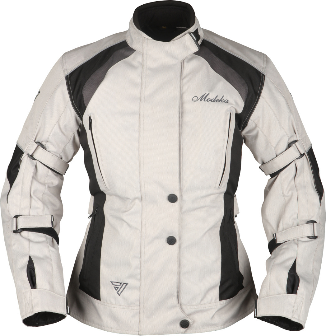 Modeka Janika Damen Motorrad Textiljacke hellgrau/schwarz 36 Abbildung 1