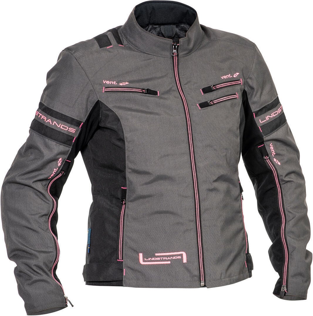 Lindstrands Liden veste textile de moto pour dames imperméable à l’eau gris/rose 36 Figure 1