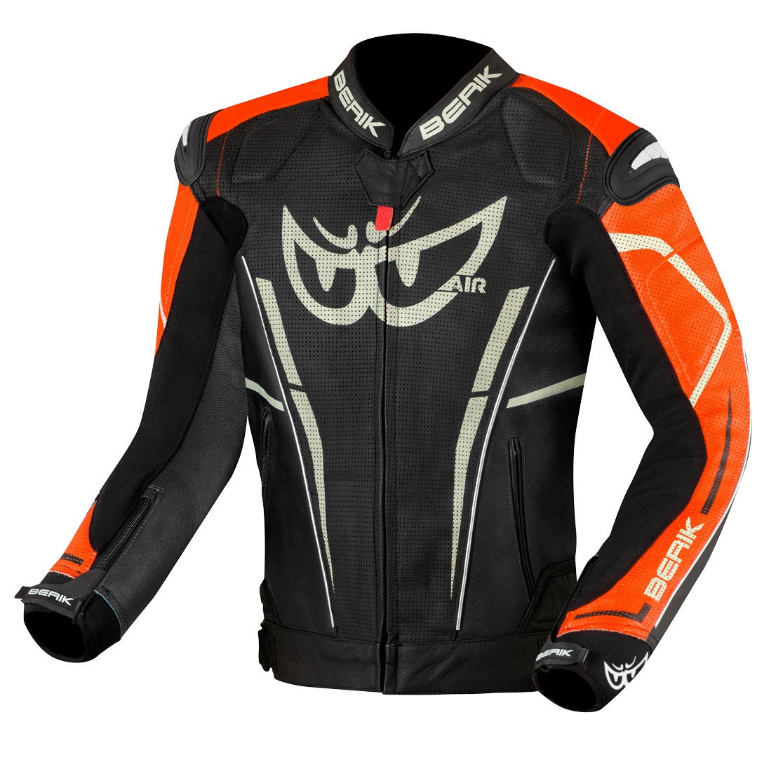 Berik Street Pro Evo Motorcycle Leather Jacket black/orange 58 Figure 1