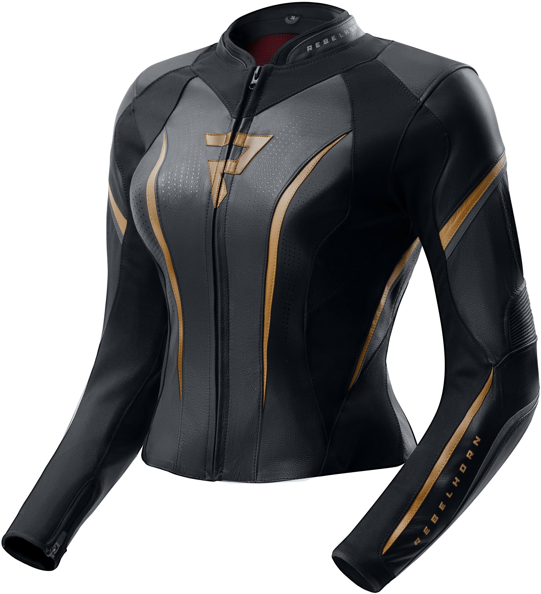 Rebelhorn Diva ST Damen Motorrad Lederjacke gold/schwarz 46 Abbildung 1