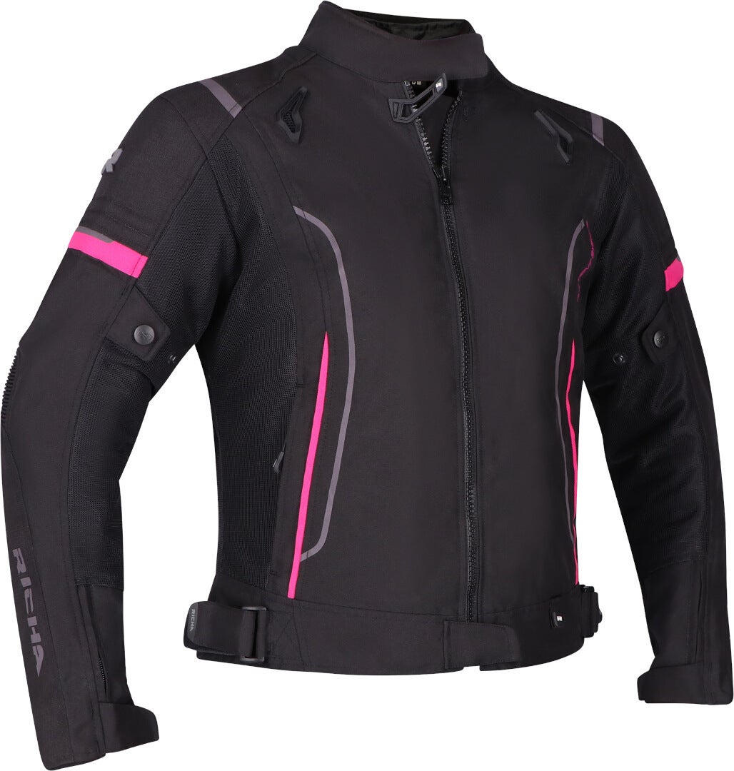Richa Airstream 3 imperméable à l’eau dames moto textile veste noir/rose S Figure 1
