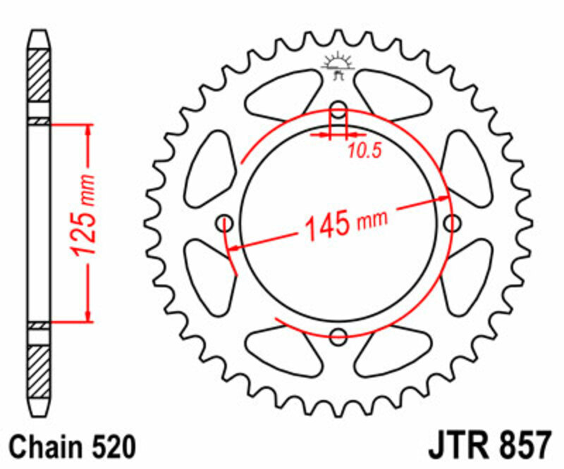 PIGNONS JT Couronne acier standard 857 - 520 Figure 2