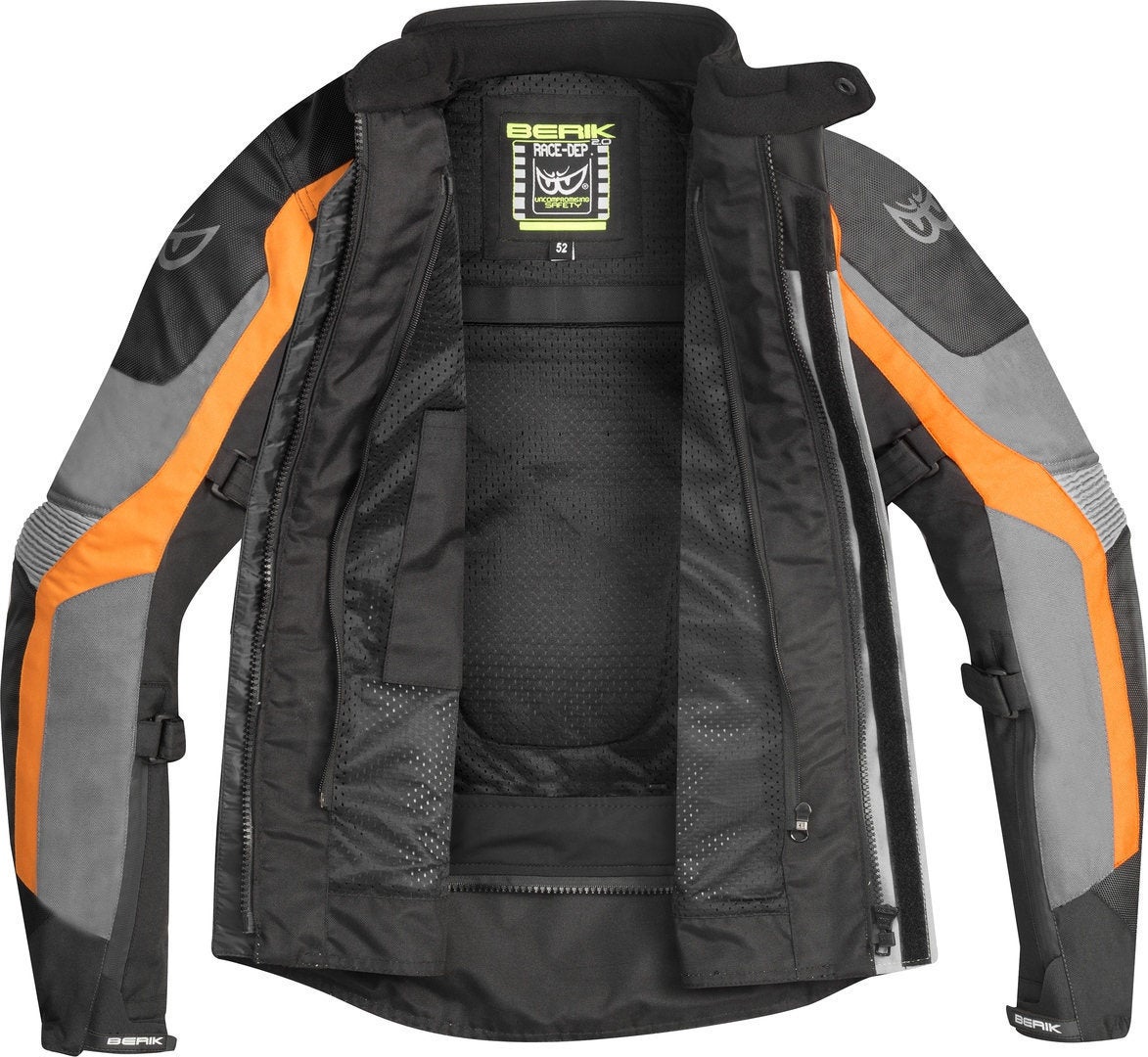 Berik Safari Waterproof 3in1 Motorcycle Textile Jacket black/grey/orange 54 Figure 4