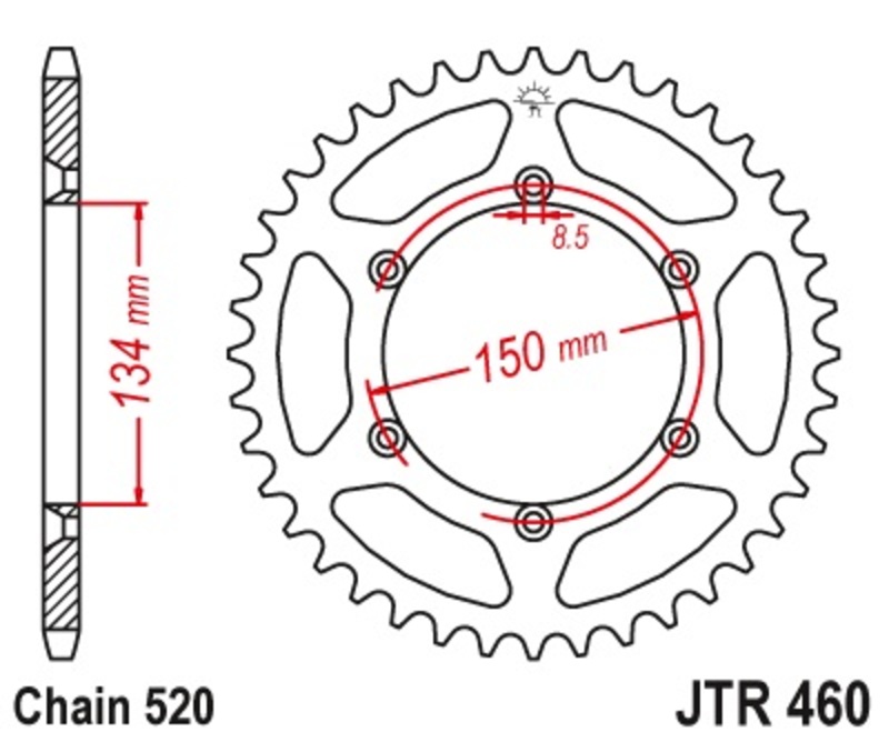 JT SPROCKETS Steel Self-Cleaning Rear Sprocket 460 - 520 Figure 2