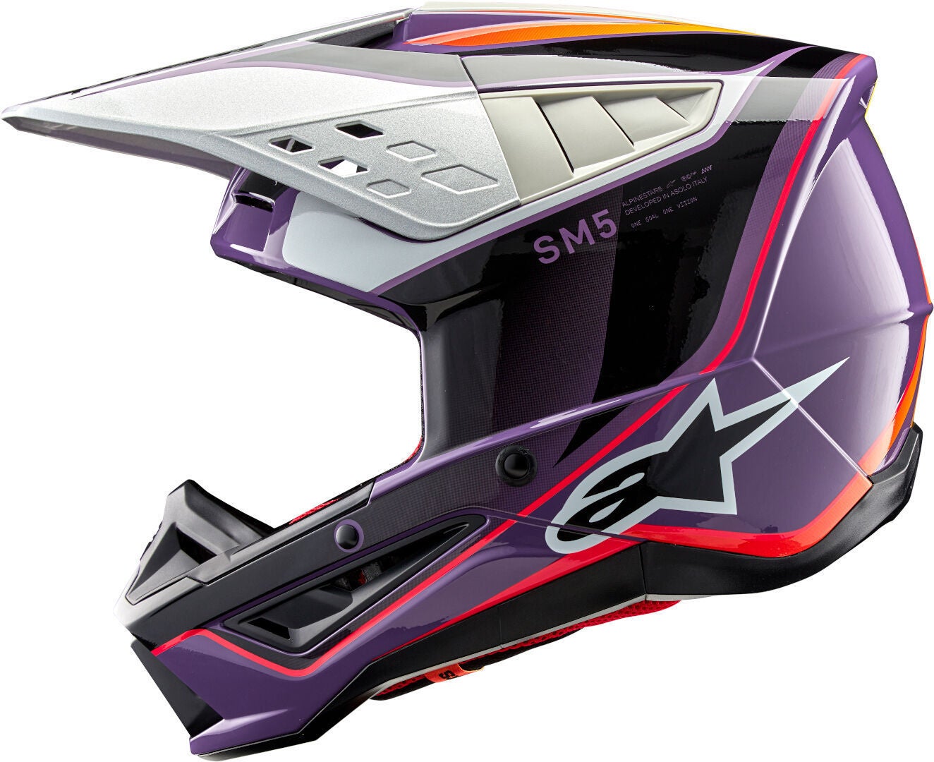 Alpinestars S-M5 Sail 2024 Casco Motocross nero/viola/argento M (57/58) Figura 4