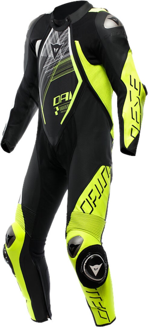 Dainese Audax D-Zip perforated 1-Piece Motorcycle Leather Suit black/yellow/white 50 Figure 1