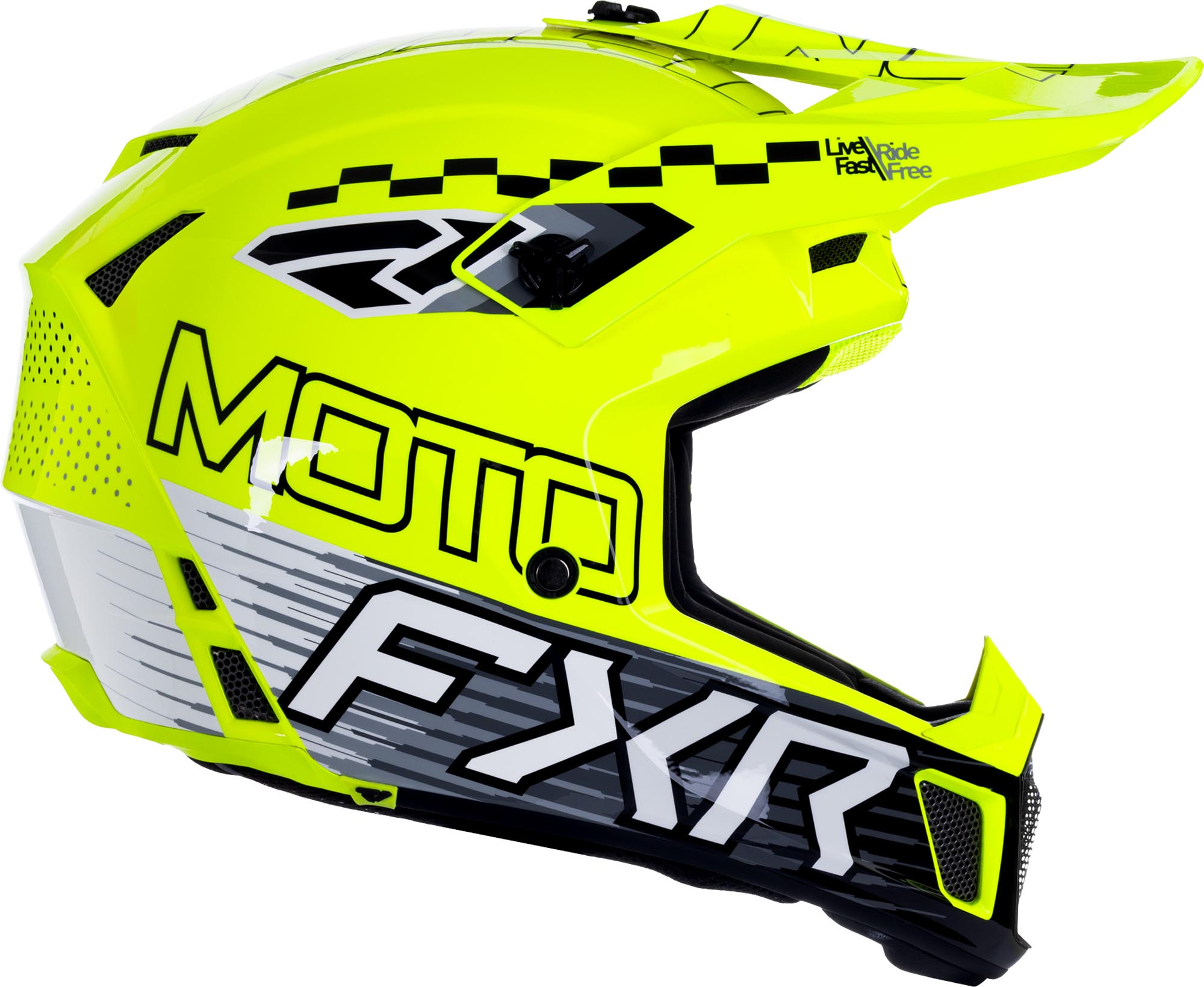 FXR Clutch Race Div Casco da motocross giallo/nero/bianco S Figura 3