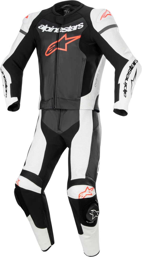 Alpinestars GP Force Lurv Costum perforat din piele de motocicletă în două piese Negru/Alb/Neon-roșu 48 Figura 1