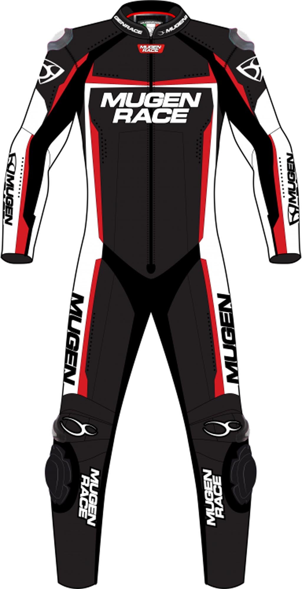 MUGENRACE Ohvale perforated kids One Piece Motorcycle Leather Suit black/white/red 128 Figure 1