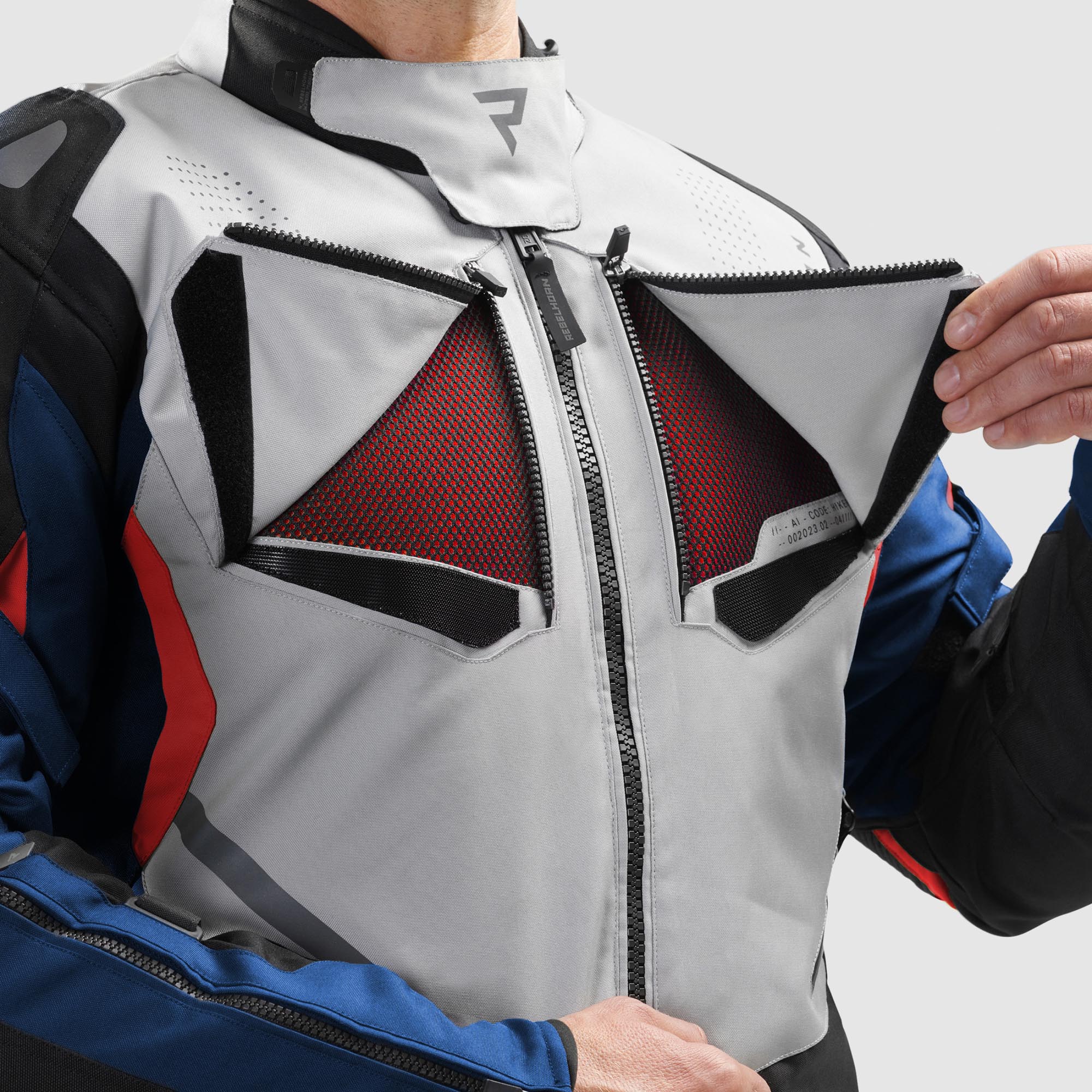 Rebelhorn Hiker 4 waterproof Motorcycle Textile Jacket light grey/blue/red L Figure 3