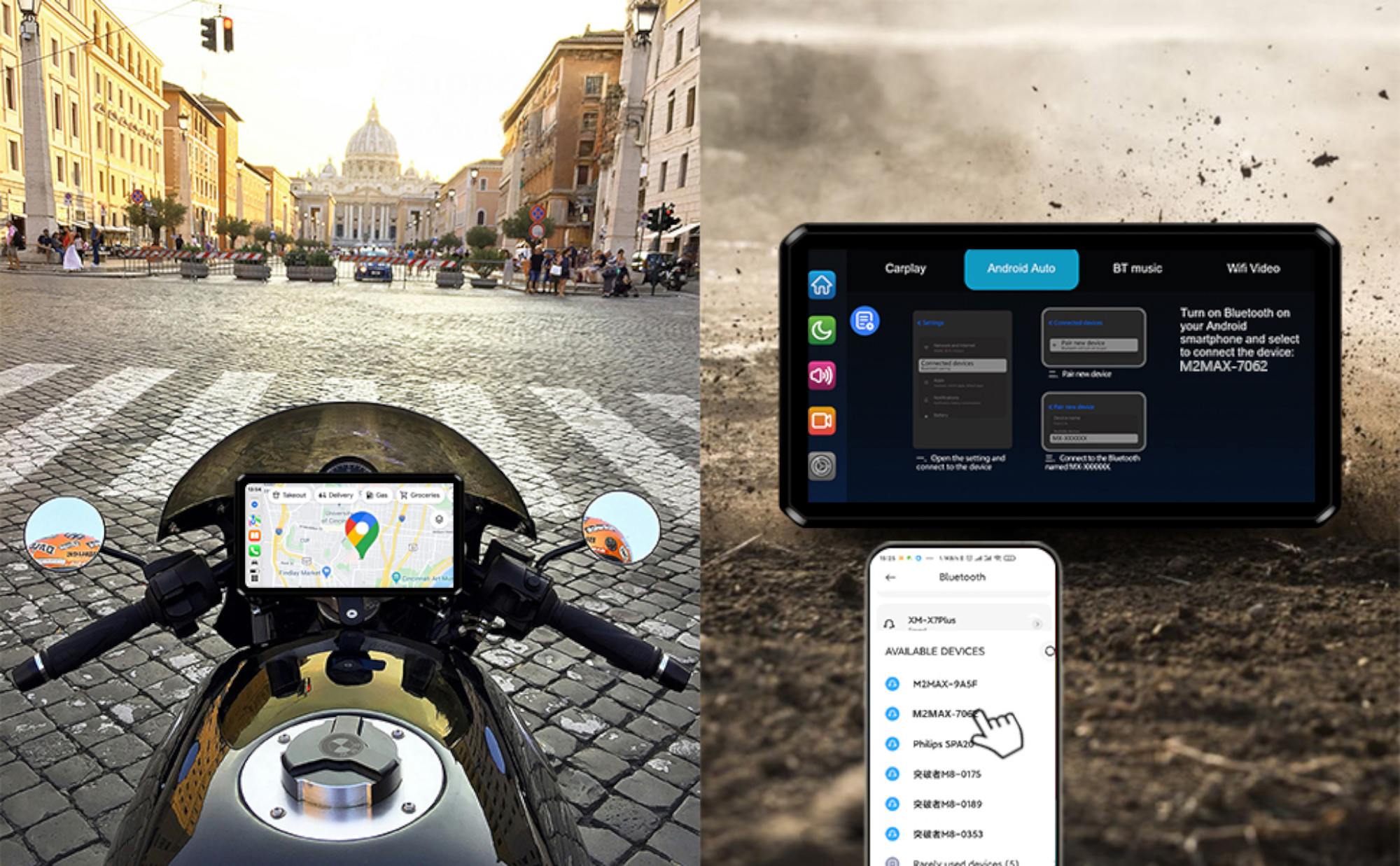 AlienRider M2 Pro Multimediasystem för motorcykel + Camaras + Wave-Radar Figur 8