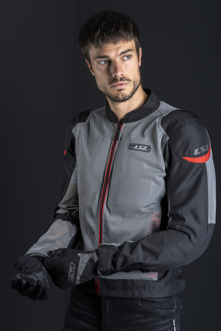 LS2 Airy Blouson textile de moto Gris foncé/Noir/Rouge M Figure 4