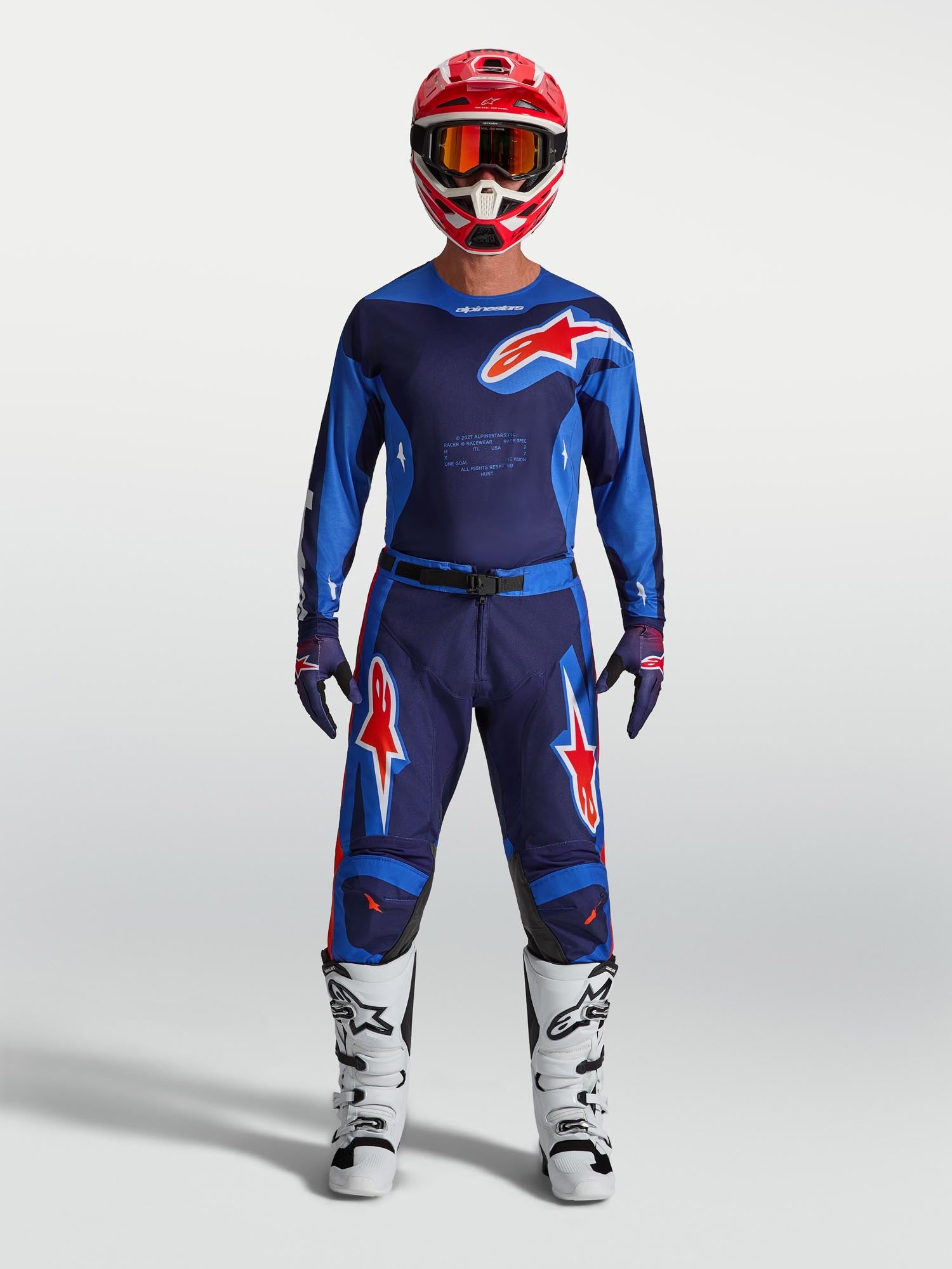 Alpinestars Racer Hunt Motocross Jersey blau/rot 2XL Abbildung 6