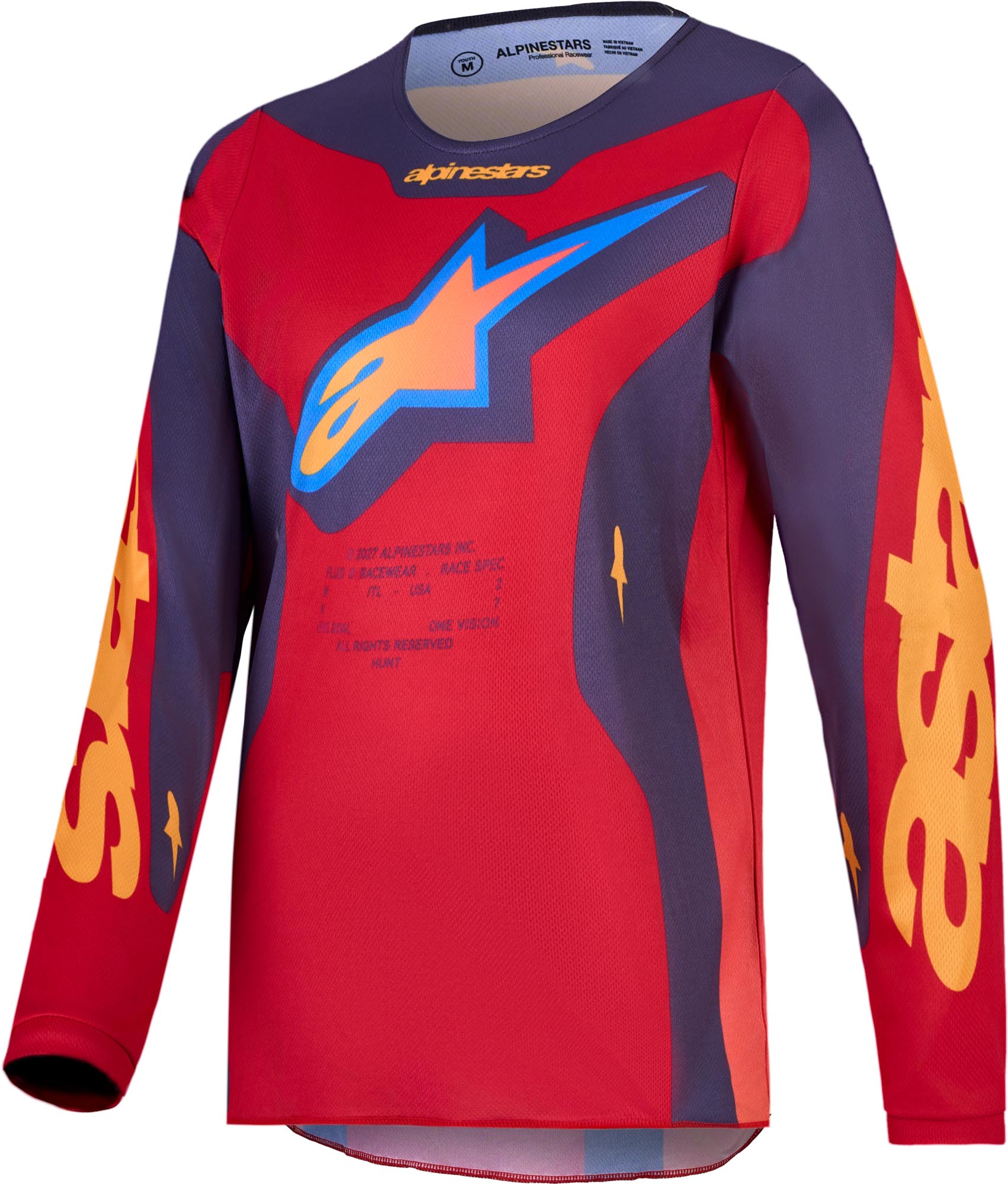 Alpinestars Fluid Hunt Mládežnický motokrosový dres šedá/červená/žlutá S Obrázek 1