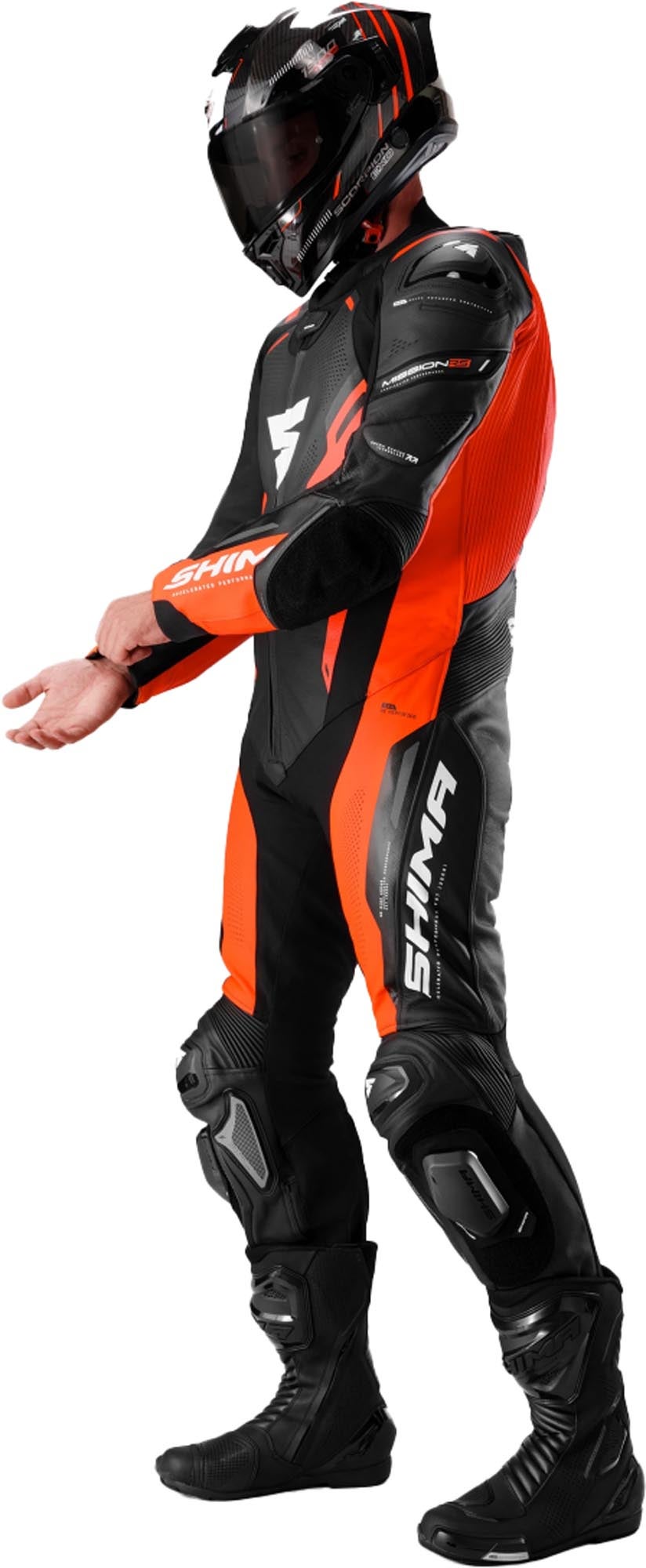 SHIMA Mission RS One Piece Motorcycle Leather Suit black/red 46 Figure 6