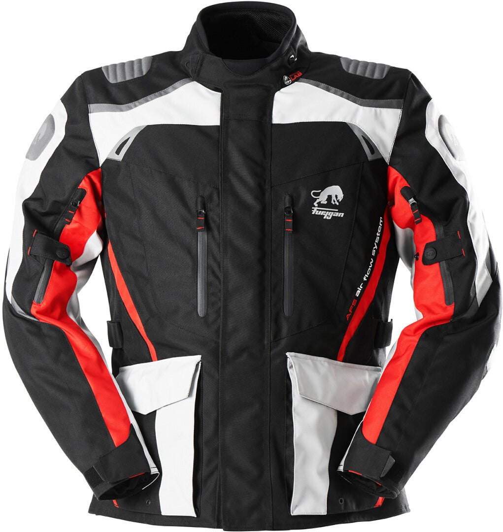 Furygan Apalaches Motorcycle Textile Jacket black/white/red XL Figure 1
