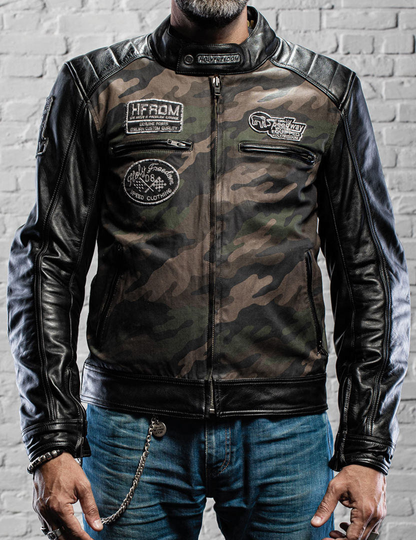 HolyFreedom Zero Camo Motorrad Lederjacke XL Abbildung 6