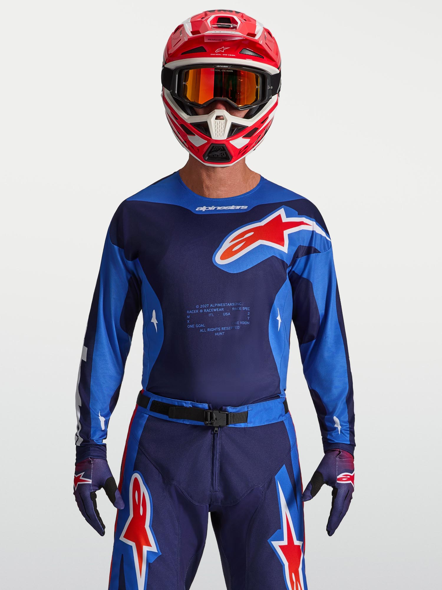 Alpinestars Racer Hunt Motocross Jersey blau/rot S Abbildung 7