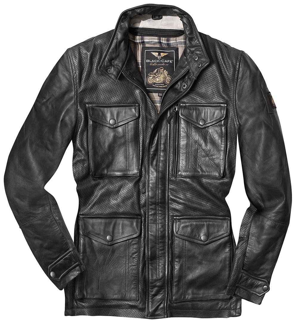 Black-Cafe London Classic Motorcycle Leather Jacket black 60 Figure 1
