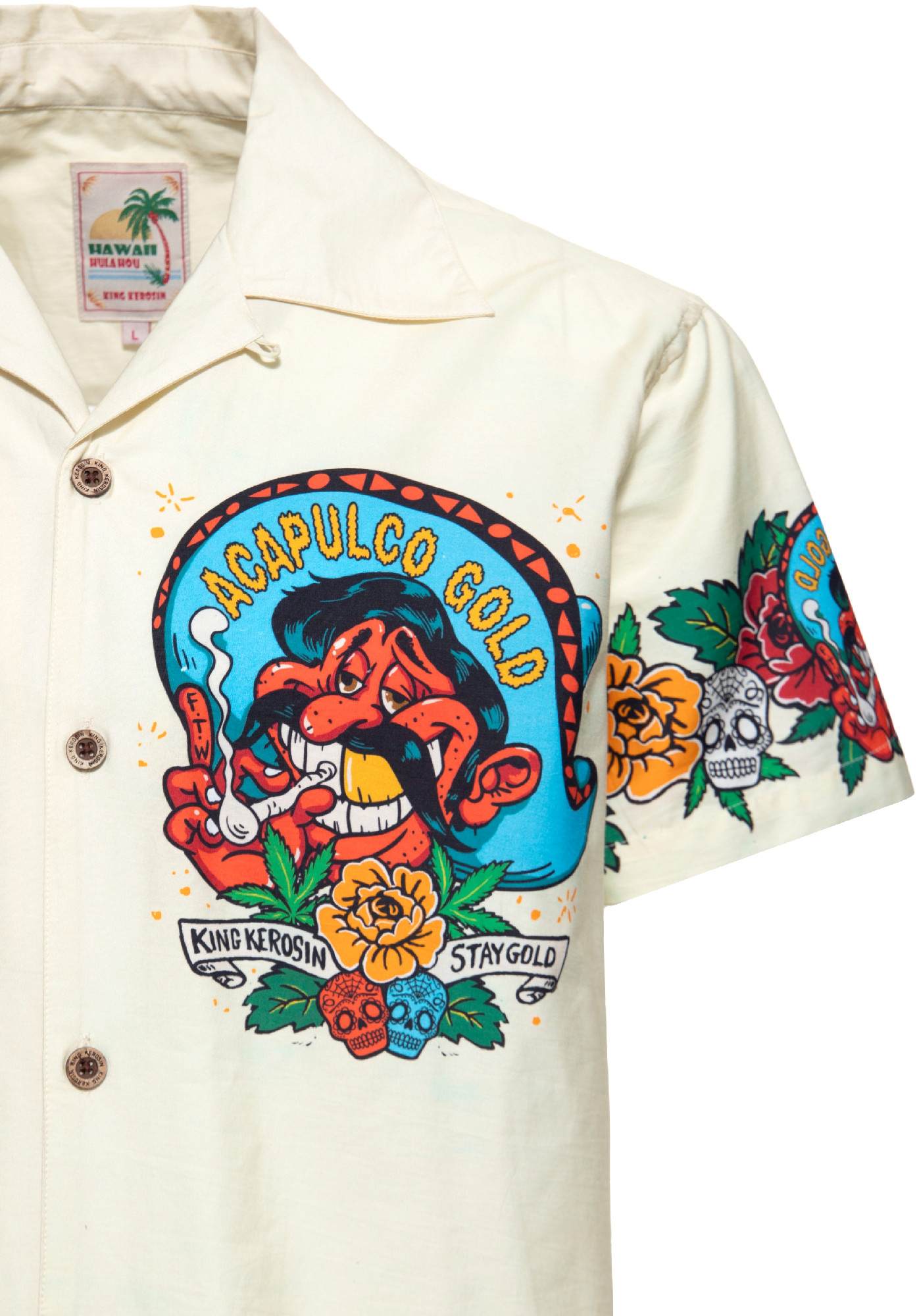 King Kerosin Acapulco Gold Camicia a maniche corte Bianco M Figura 3