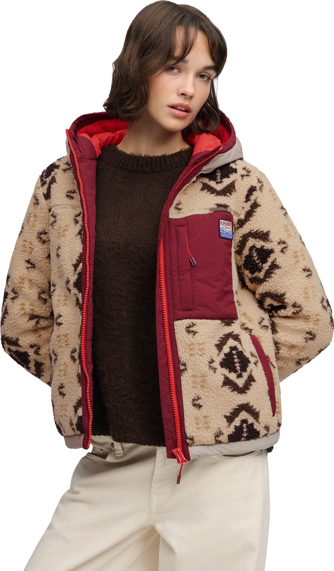 Superdry & Co Sherpa Jacquard Fleece Дамско хибридно яке M Фигура 8