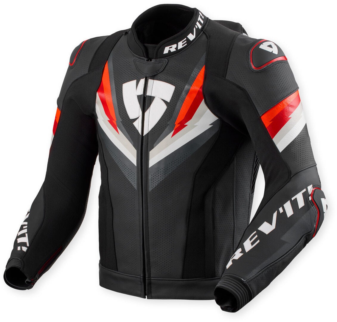Revit Quantum 3 Pro perforated Motorcycle Leather Jacket black/neon-red 52 Figure 1