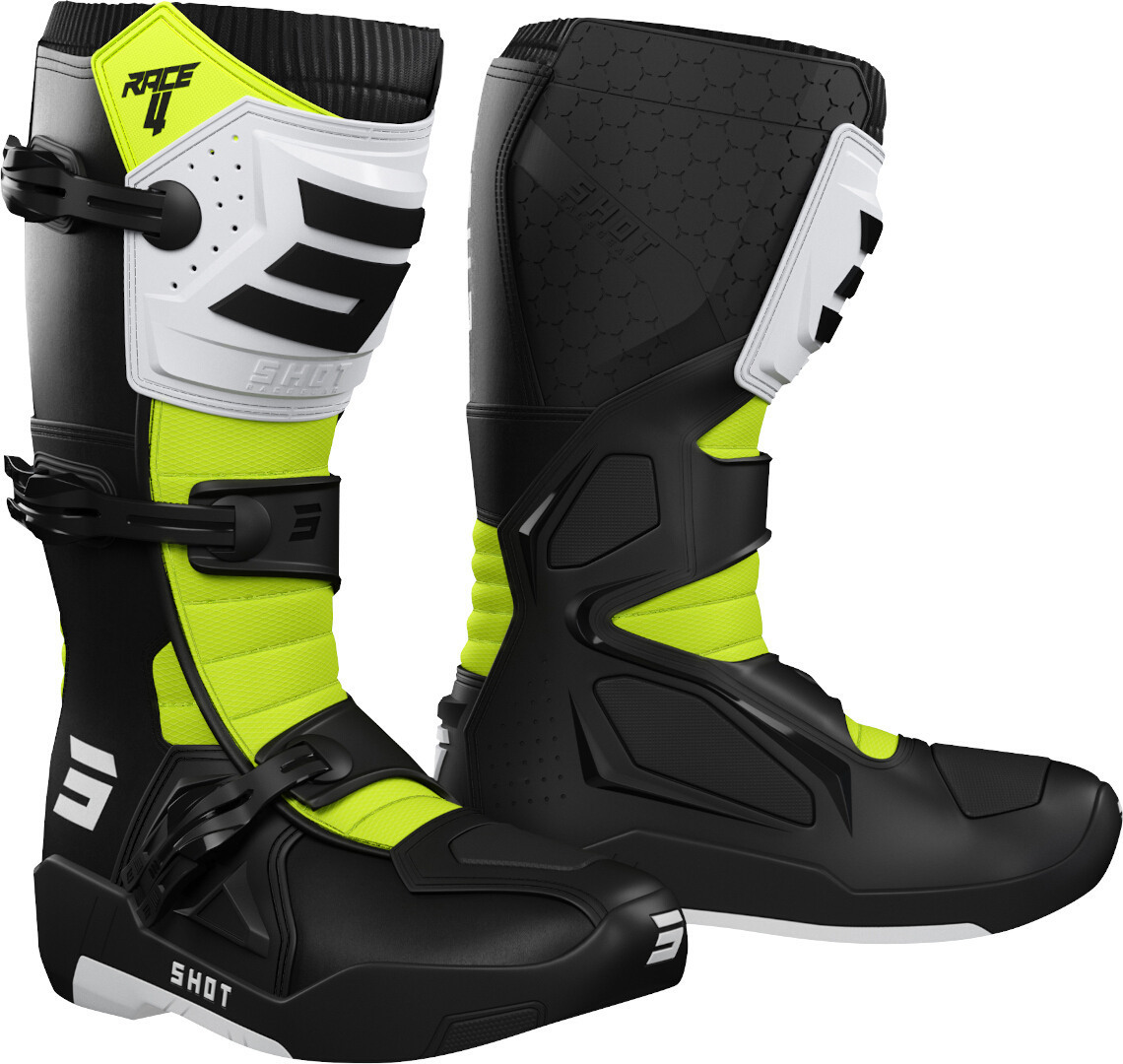 Shot Race 4 Bottes de motocross Noir/Blanc/Jaune 48 Figure 1