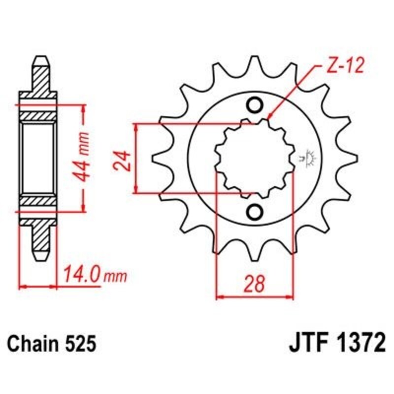 PROCHETE JT Pinionaj față fără zgomot din oțel 1372 - 525 Figura 1