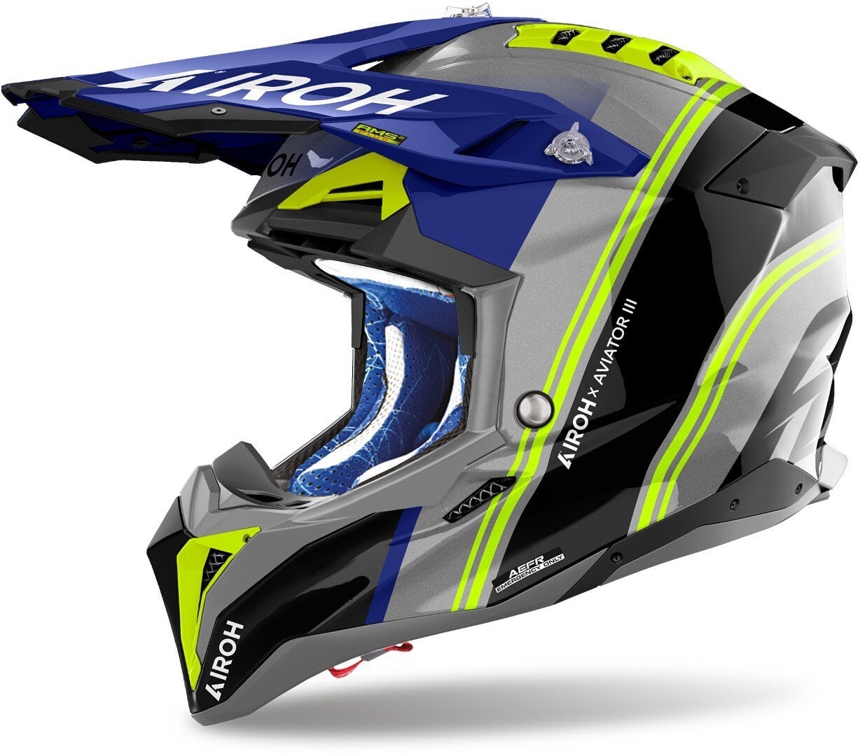 Airoh Aviator 3 Hima Casco da motocross blu/giallo XXL (63) Figura 1
