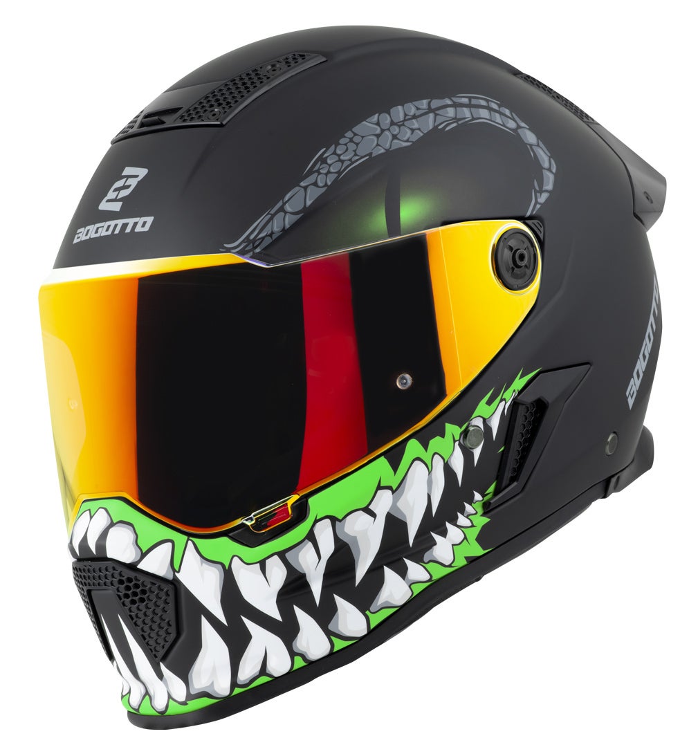 Bogotto Rapto Reptile Helm Zwart/Groene Matt M Figuur 15