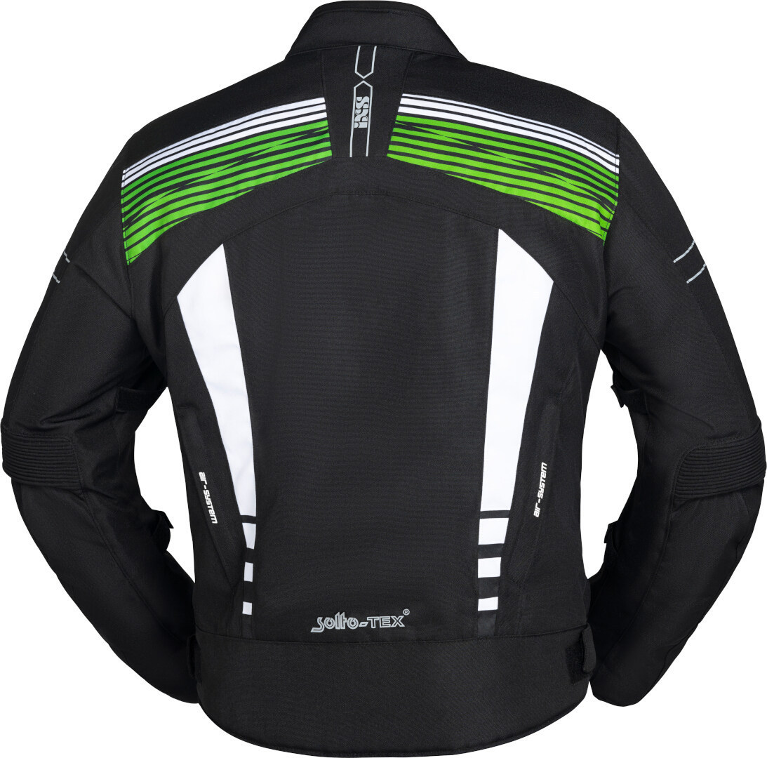 IXS RS-400-ST 3.0 Vattentät Motorcykel Textil Jacka svart/vitt/grönt M Figur 2