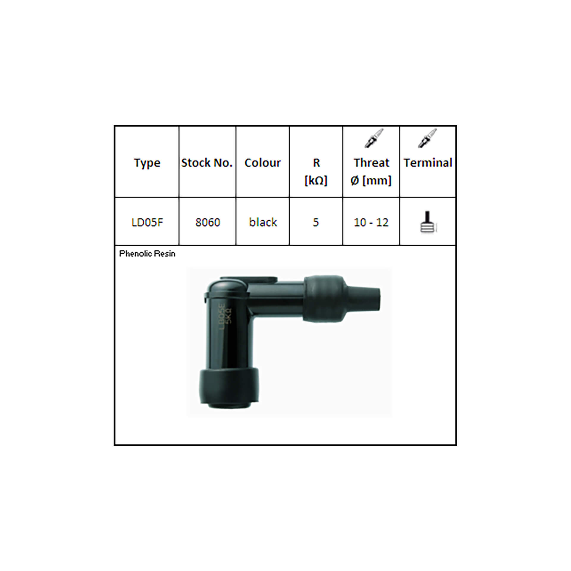NGK Kerzenstecker LD-05 F, für 12 mm Kerze, 90? Figura 1