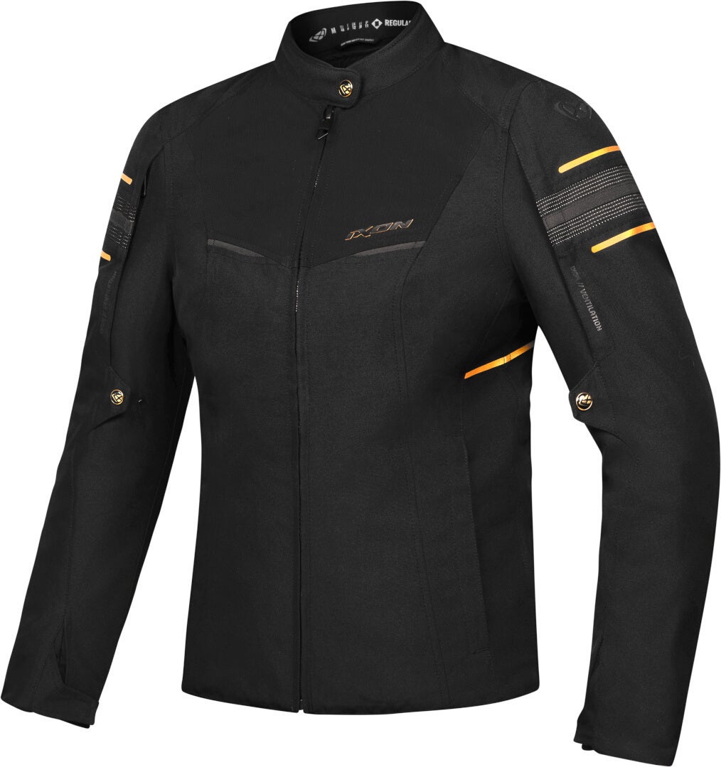 Ixon Wilana Wasserdichte Damen Motorrad Textiljacke schwarz/gold XXL Abbildung 1