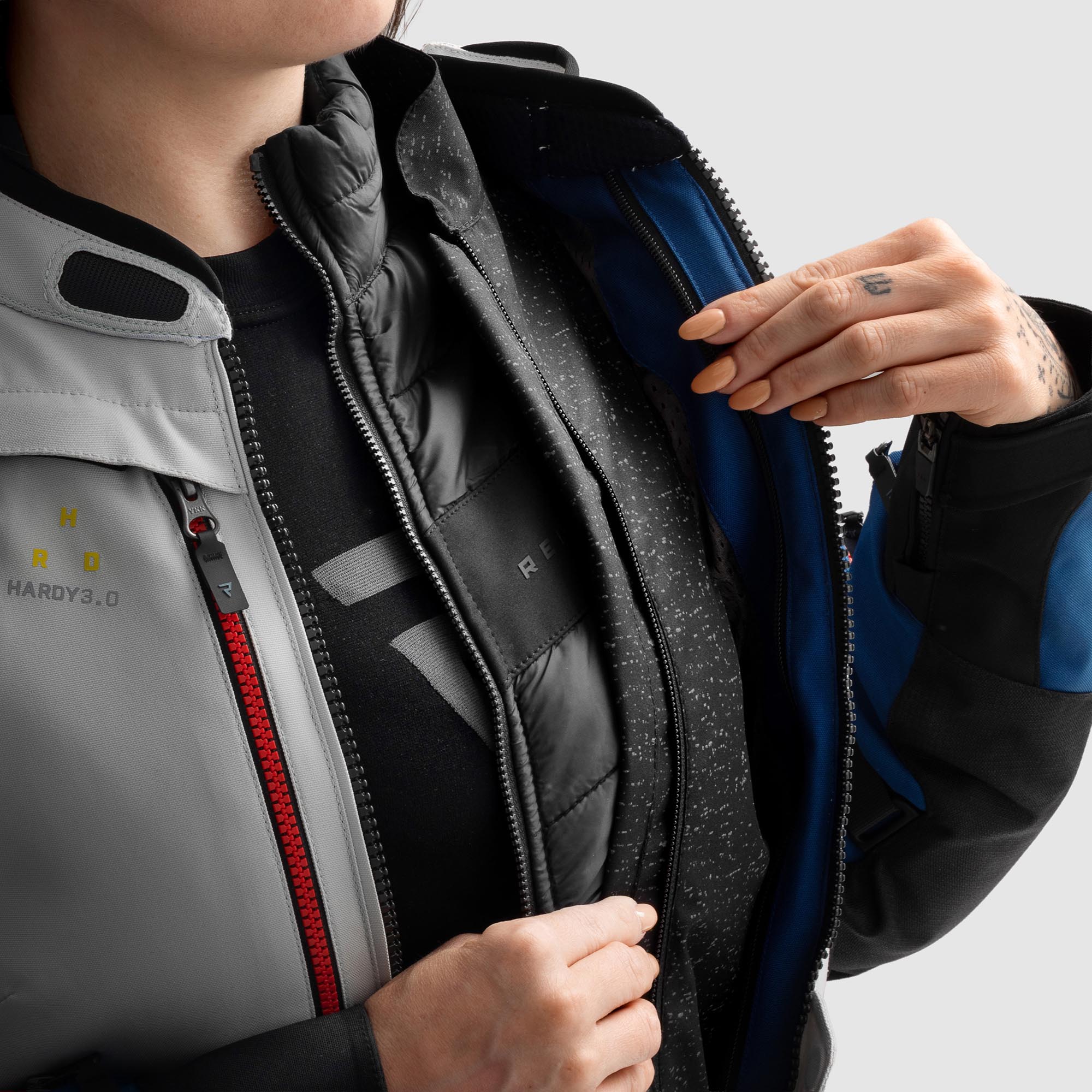 Rebelhorn Hardy 3.0 waterproof Ladies Motorcycle Textile Jacket grey/blue/red L Figure 14