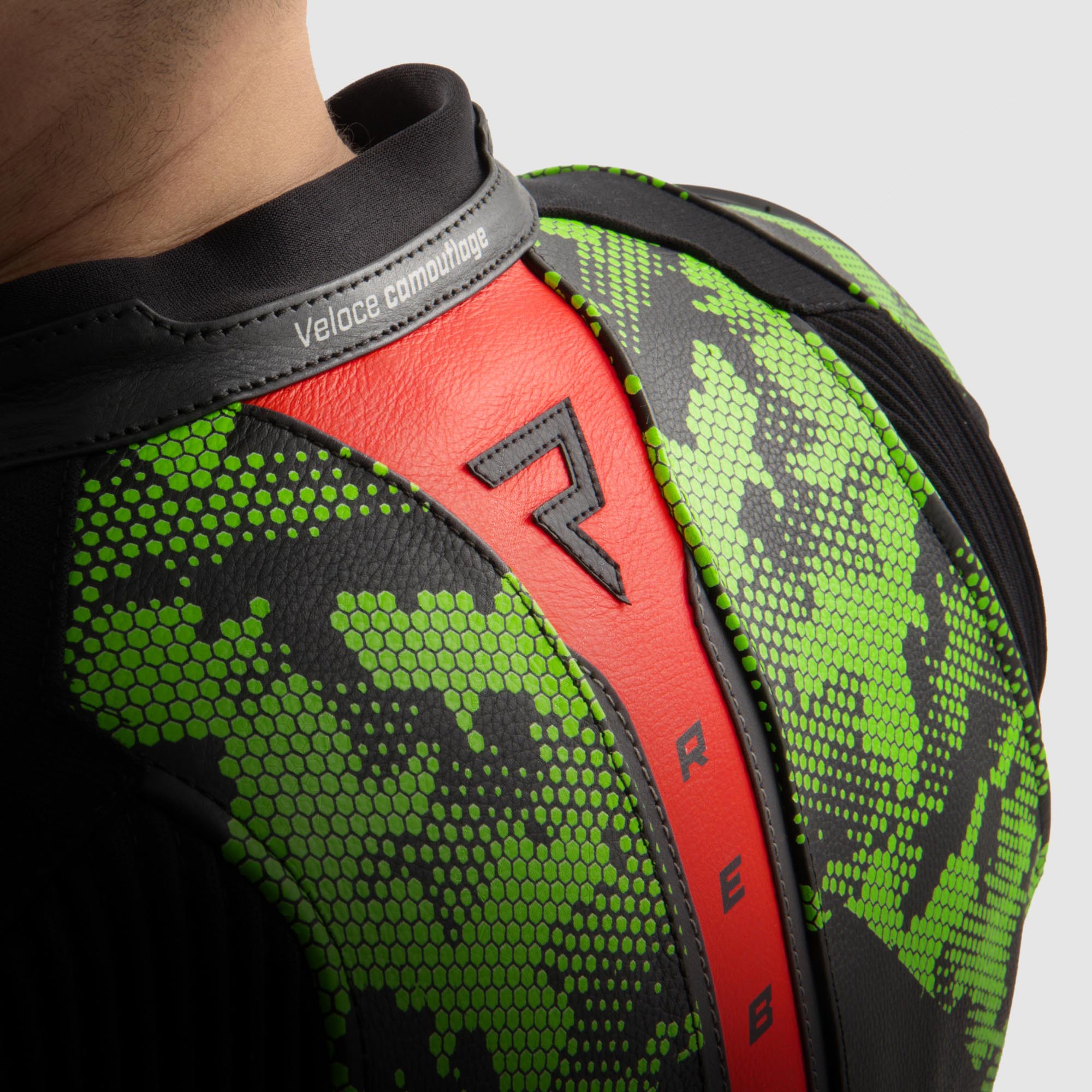 Rebelhorn Veloce Camo Motorcycle Leather Jacket black/green/red 54 Figure 14