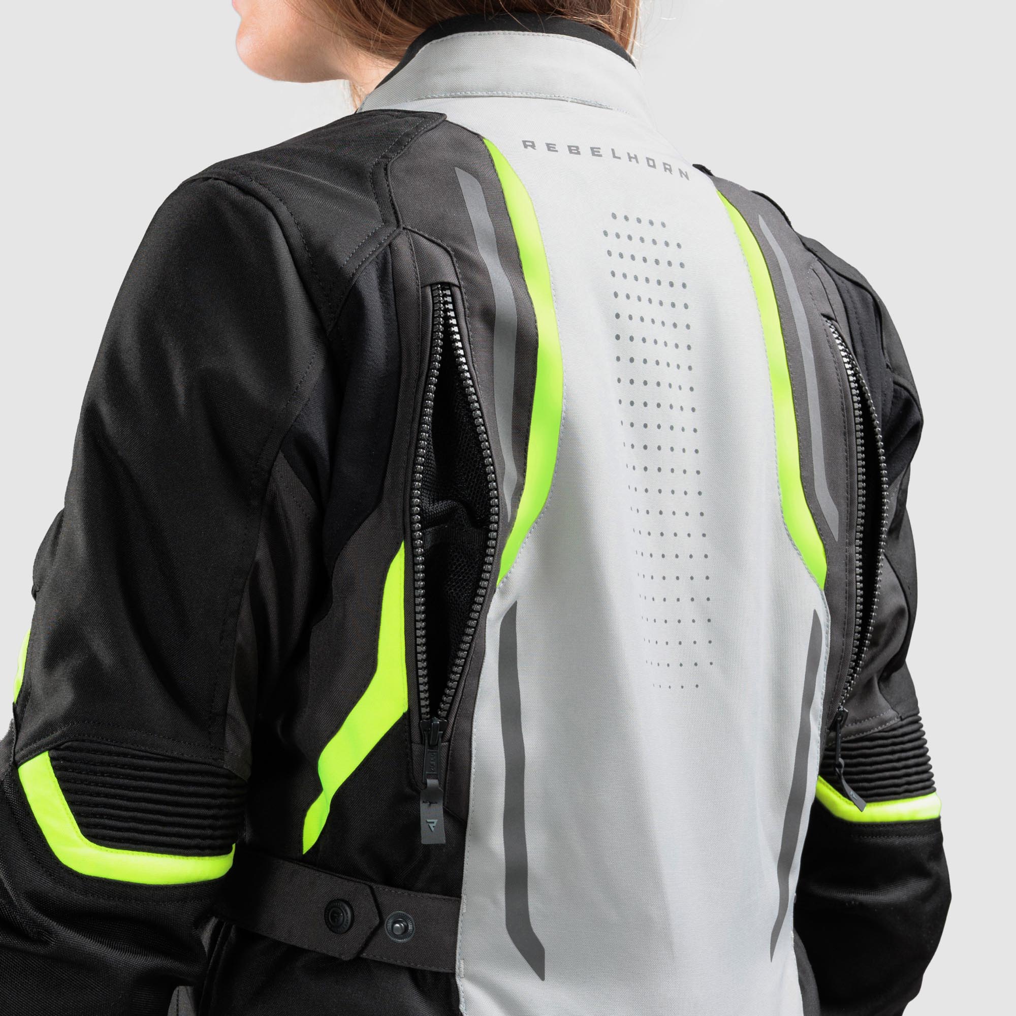Side view of Rebelhorn Hiker 4 waterproof Ladies Motorcycle Textile Jacket